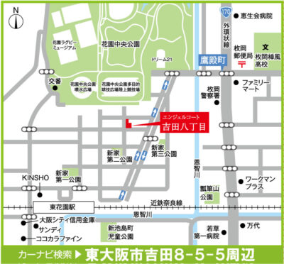 エンジェルコート吉田八丁目地図